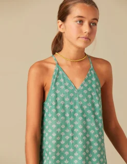 Nicoli Dresses<GREEN PRINT DRESS Verde turquesa