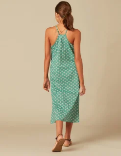 Nicoli Dresses<GREEN PRINT DRESS Verde turquesa