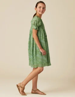 Nicoli Dresses<GREEN PRINT DRESS Verdes