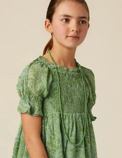 Nicoli Dresses<GREEN PRINT DRESS Verdes