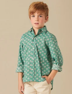 Nicoli Shirts<GREEN PRINT SHIRT Azules claros