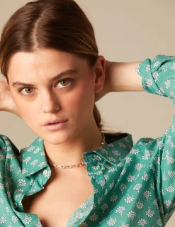 Nicoli Shirts & Blouses<GREEN PRINT SHIRT Azules claros