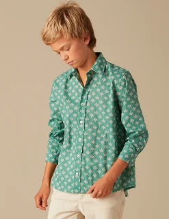 Nicoli Shirts<GREEN PRINT SHIRT Azules claros