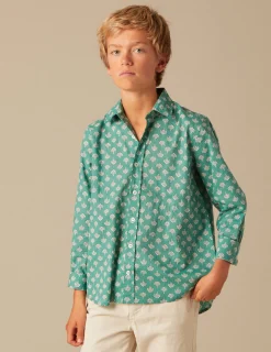 Nicoli Shirts<GREEN PRINT SHIRT Azules claros