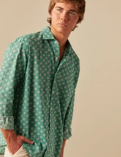 Nicoli Shirts<GREEN PRINT SHIRT Azules claros