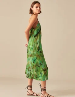 Nicoli Dresses<GREEN PRINTED DRESS Verde turquesa