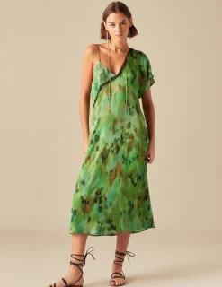 Nicoli Dresses<GREEN PRINTED DRESS Verde turquesa