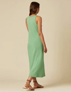 Nicoli Dresses<GREEN RIBBED DRESS Azules