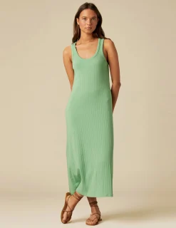 Nicoli Dresses<GREEN RIBBED DRESS Azules