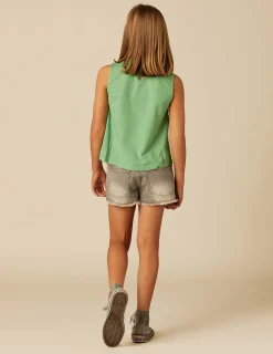 Nicoli T-shirts<GREEN RUFFLE NECK T-SHIRT Blancos