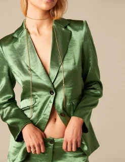 Nicoli Blazers<GREEN SATIN BLAZER Verdes