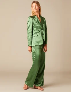 Nicoli Blazers<GREEN SATIN BLAZER Verdes