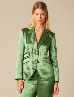 Nicoli Blazers<GREEN SATIN BLAZER Verdes
