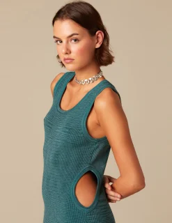 Nicoli Dresses<GREEN SIDE OPENED DRESS Verdes claros