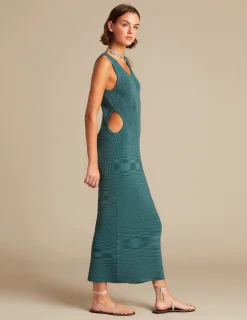 Nicoli Dresses<GREEN SIDE OPENED DRESS Verdes claros