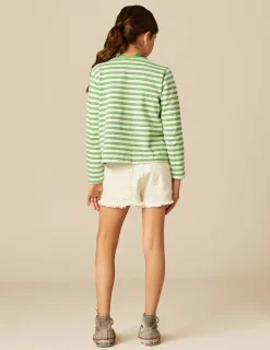 Nicoli T-shirts<GREEN STRIPED LONG-SLEEVED T-SHIRT Azules