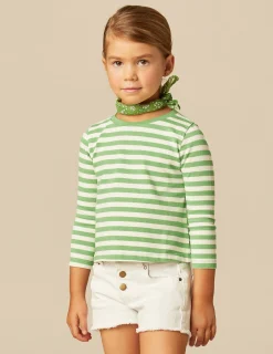 Nicoli T-shirts<GREEN STRIPED LONG-SLEEVED T-SHIRT Azules