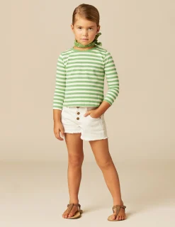 Nicoli T-shirts<GREEN STRIPED LONG-SLEEVED T-SHIRT Azules