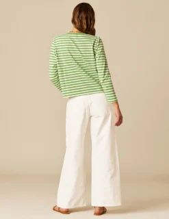 Nicoli T-shirts<GREEN STRIPED LONG-SLEEVED T-SHIRT Azules