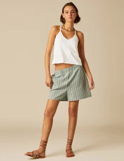 Nicoli Shorts<GREEN STRIPED SHORTS Verdes claros