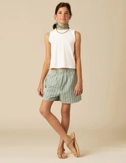Nicoli Shorts<GREEN STRIPED SHORTS Verdes claros