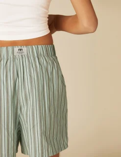 Nicoli Shorts<GREEN STRIPED SHORTS Verdes claros