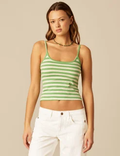 Nicoli T-shirts<GREEN STRIPED TOP Azules
