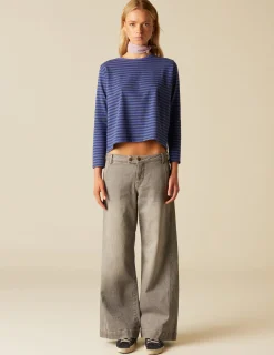 Nicoli Trousers|Denim<GREY LOW WAIST TROUSERS Grises
