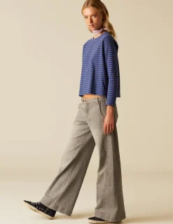 Nicoli Trousers|Denim<GREY LOW WAIST TROUSERS Grises