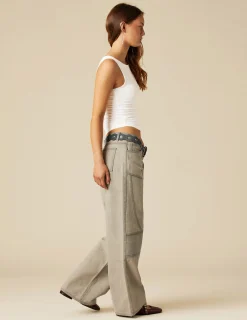 Nicoli Trousers|Denim<GREY SEAMED TROUSERS Blancos