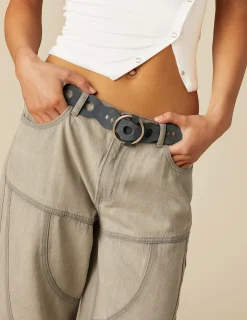 Nicoli Trousers|Denim<GREY SEAMED TROUSERS Blancos