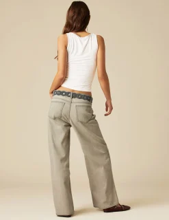 Nicoli Trousers|Denim<GREY SEAMED TROUSERS Blancos