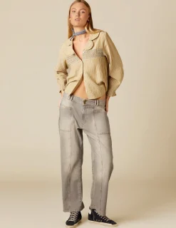 Nicoli Trousers|Denim<GREY STITCHED JEANS Grises