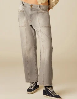 Nicoli Trousers|Denim<GREY STITCHED JEANS Grises