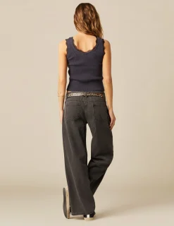 Nicoli Trousers|Denim<GREY SUN STUDDED TROUSERS Grises