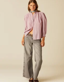 Nicoli Trousers|Denim<GREY TROUSERS WITH SIDE BUTTONS Blancos