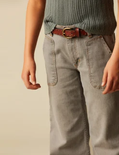 Nicoli Trousers|Denim<GREY WIDE LEG JEANS Azules claros