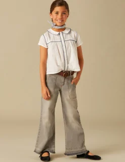 Nicoli Trousers|Denim<GREY WIDE LEG JEANS Azules claros