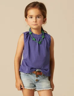 Nicoli T-shirts<INDIGO RUFFLE NECK T-SHIRT Blancos