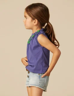 Nicoli T-shirts<INDIGO RUFFLE NECK T-SHIRT Blancos