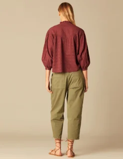 Nicoli Trousers<KHAKI BUTTONED TROUSERS Azules claros