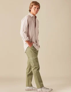 Nicoli Trousers<KHAKI CARGO TROUSERS Verde caza