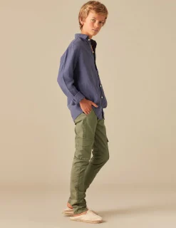 Nicoli Trousers<KHAKI CARGO TROUSERS Verde caza