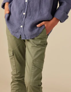 Nicoli Trousers<KHAKI CARGO TROUSERS Verde caza