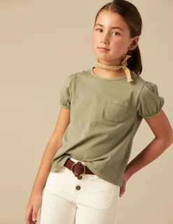 Nicoli T-shirts<KHAKI SHORT-SLEEVED T-SHIRT Blancos