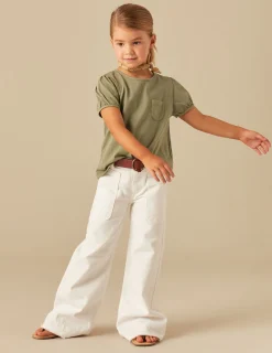 Nicoli T-shirts<KHAKI SHORT-SLEEVED T-SHIRT Blancos