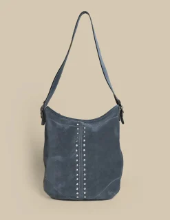 Nicoli Bags<LARGE BLUE STUDDED SUEDE BAG Grises antracitas