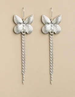 Nicoli Earrings<LARGE SILVER BUTTERFLY EARRINGS Dorados
