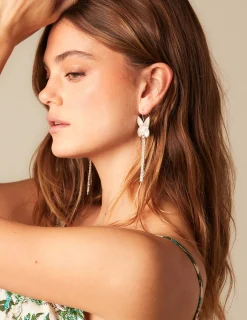 Nicoli Earrings<LARGE SILVER BUTTERFLY EARRINGS Dorados