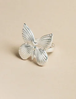 Nicoli Rings<LARGE SILVER BUTTERFLY RING Dorados
